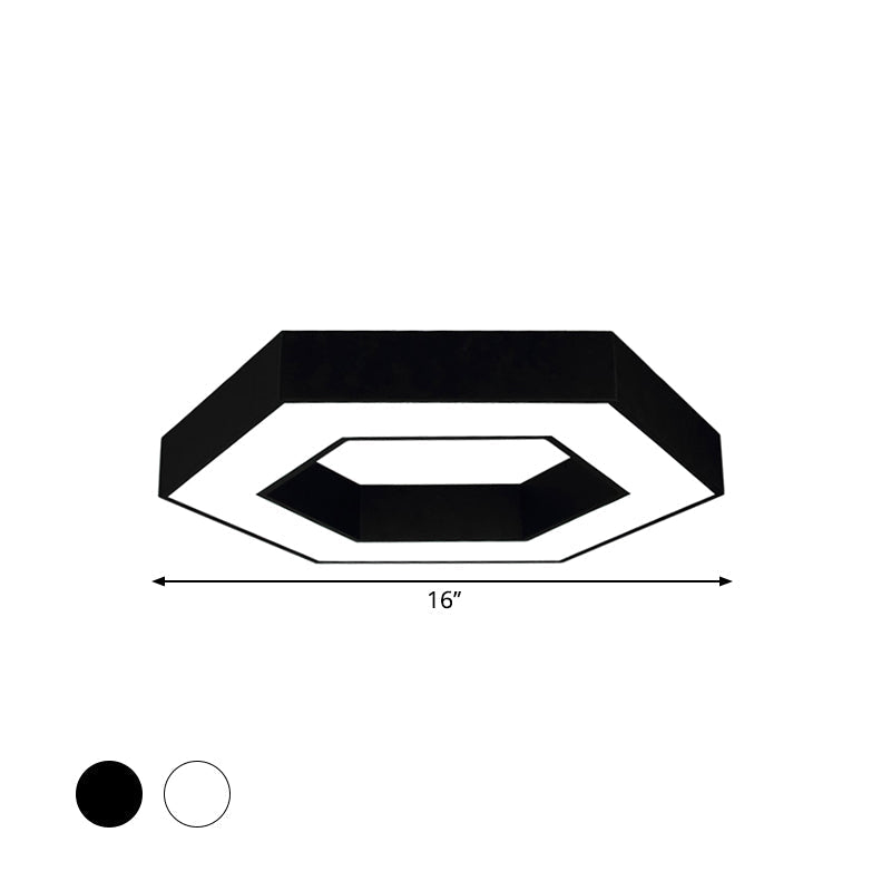 Contemporary Hexagon Led Ceiling Light In Black/White - 16’/19.5’/31.5’ W