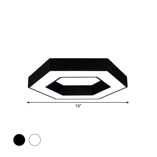Contemporary Hexagon Led Ceiling Light In Black/White - 16’/19.5’/31.5’ W