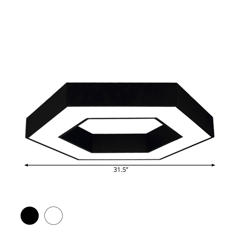 Contemporary Hexagon Led Ceiling Light In Black/White - 16’/19.5’/31.5’ W