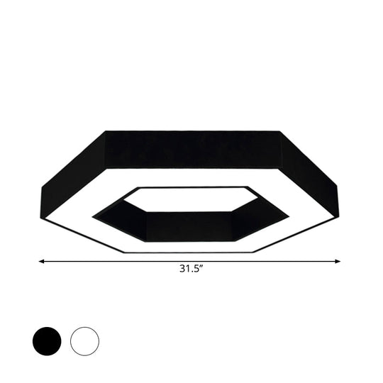 Contemporary Hexagon Led Ceiling Light In Black/White - 16’/19.5’/31.5’ W