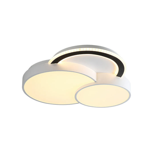 Modern Half-Circle Flush Mount Led Ceiling Lamp - Foyer Round White Acrylic