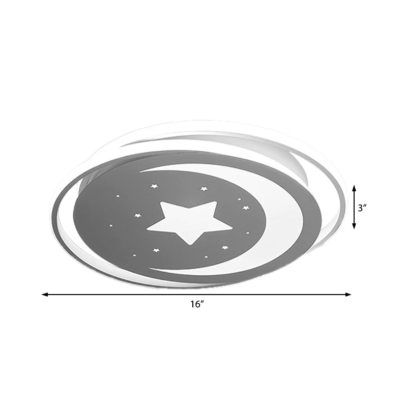 White Moon And Star Led Ceiling Lamp For Kids Bedroom - Child-Friendly Acrylic-Metal Flush Mount