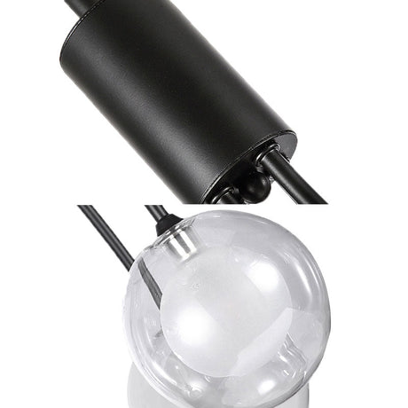 Contemporary Metal Pendant Chandelier - 16-Light Hanging Lamp Black Finish & Grape Design