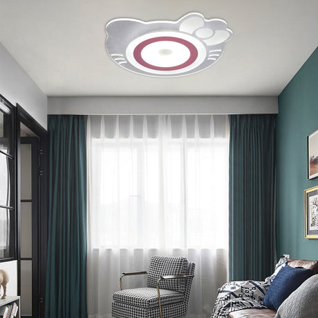 Girl Bedroom Kitten Led Ceiling Light In White And Pink - Adorable Stylish