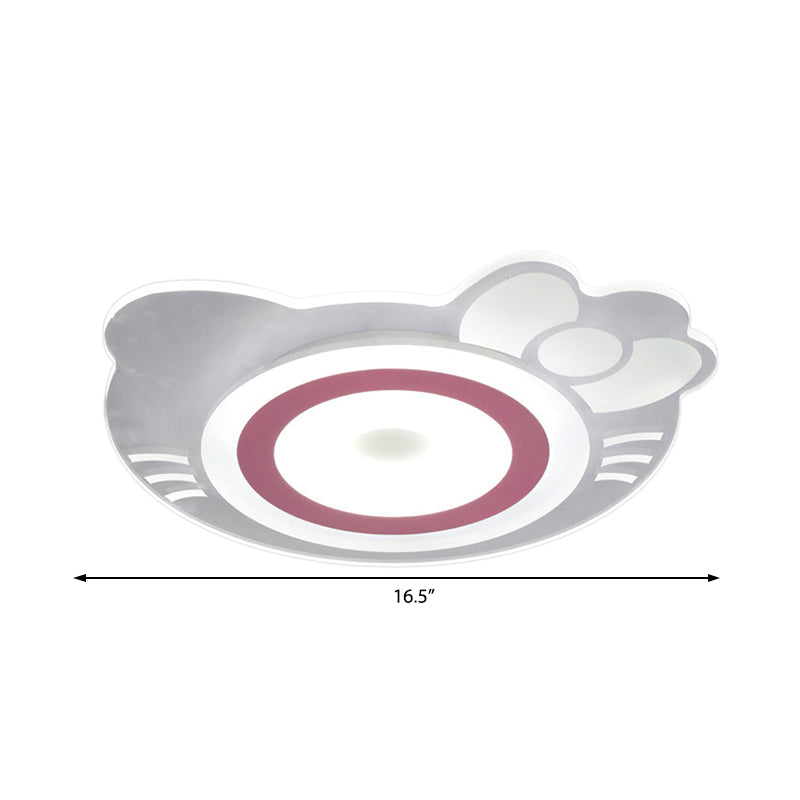 Girl Bedroom Kitten Led Ceiling Light In White And Pink - Adorable Stylish