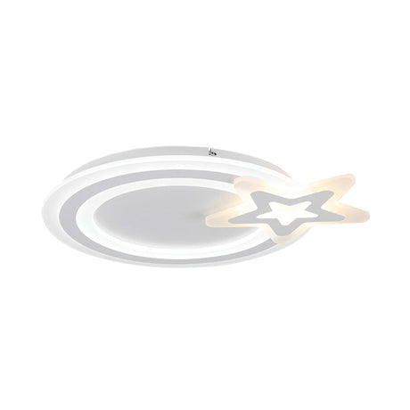 Circle Led Flush Mount Light - Simple Style With Star Acrylic Design Ceiling Lamp For Kindergarten