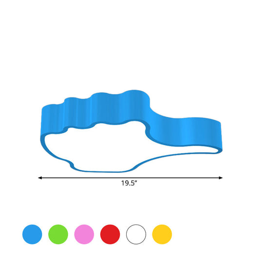 Kids’ Acrylic Led Flush Light Fixture: Gesture Classroom Ceiling Mount In Red/Pink/Green