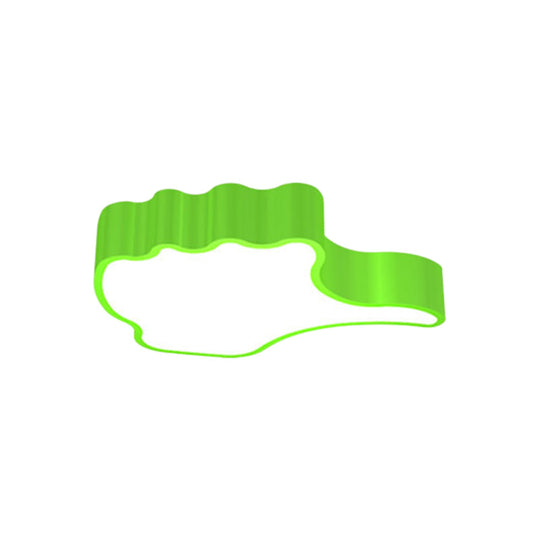 Kids’ Acrylic Led Flush Light Fixture: Gesture Classroom Ceiling Mount In Red/Pink/Green