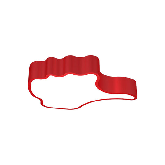 Kids’ Acrylic Led Flush Light Fixture: Gesture Classroom Ceiling Mount In Red/Pink/Green