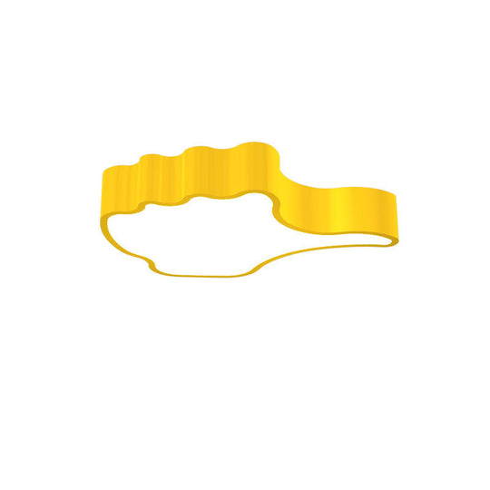 Kids’ Acrylic Led Flush Light Fixture: Gesture Classroom Ceiling Mount In Red/Pink/Green