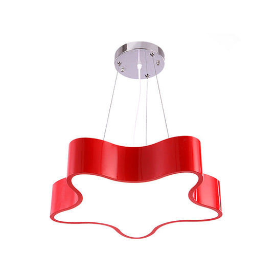 Child Care Centre Led Hanging Light Kids Red/Green/Yellow Finish Drop Pendant With Star Acrylic