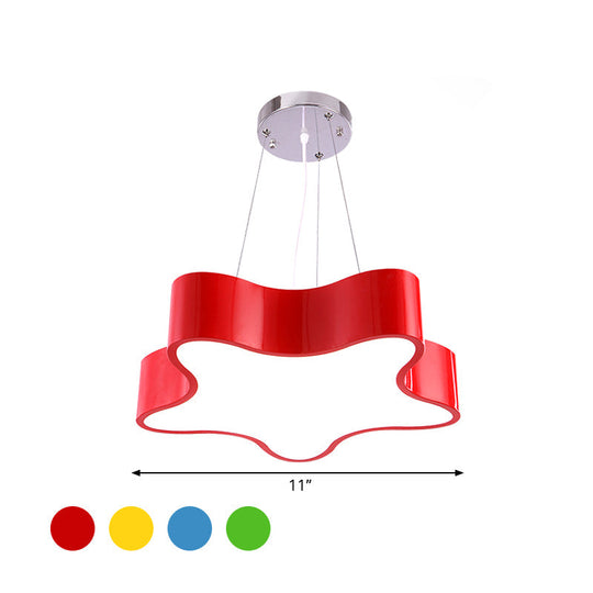 Kids Led Hanging Light With Colorful Finish And Star Acrylic Shade - Child Care Centre Pendant
