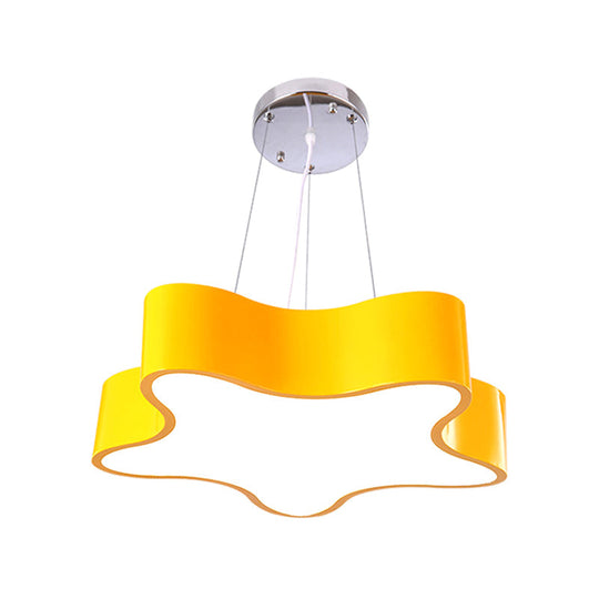Kids Led Hanging Light With Colorful Finish And Star Acrylic Shade - Child Care Centre Pendant