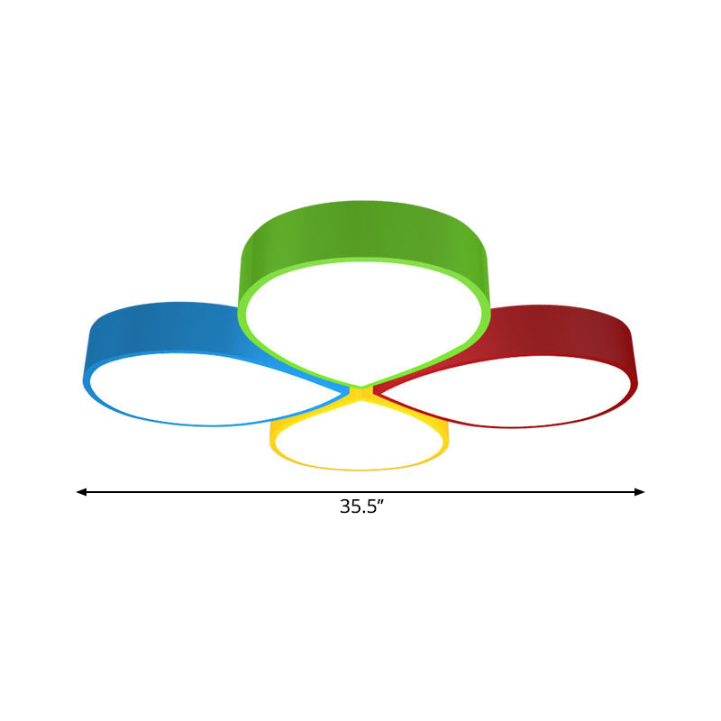 Macaron 4 - Petal Flower Led Ceiling Flush Mount Lamp - 23.5’/35.5’ Width Red - Yellow - Blue -