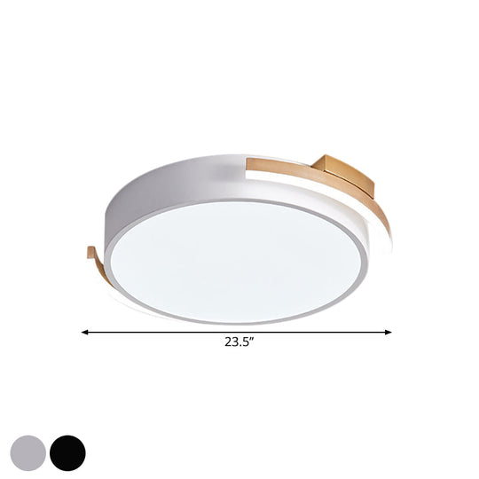 Round Flush Mount Modern Metallic Led Lighting - 19.5/25.5 Diameter Black/White Warm/White Light