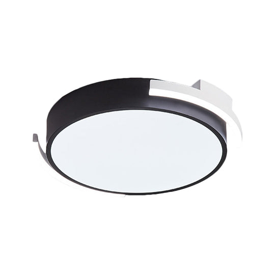 Round Flush Mount Modern Metallic Led Lighting - 19.5/25.5 Diameter Black/White Warm/White Light