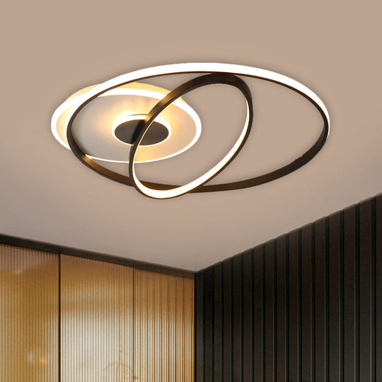 Customizable Contemporary Led Flush Mount Lamp - Black Metal Finish 3 Width Options (7 - Day
