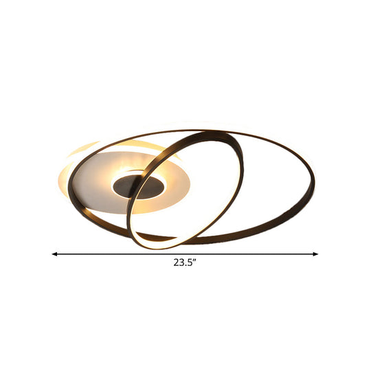 Customizable Contemporary Led Flush Mount Lamp - Black Metal Finish 3 Width Options (7-Day