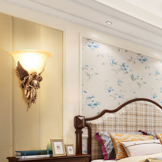 Farmhouse Glass Wall Mounted Sconce Lamp With Gold Angle Decor