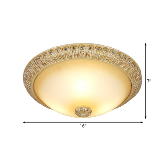 Rustic Frosted Glass Dome Wall Sconce With 3 Bulbs - Gold Lighting Idea 16’/19.5’ Wide