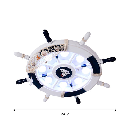 Coastal Led Acrylic Ceiling Flush Lamp In White/Orange/Blue For Bedroom