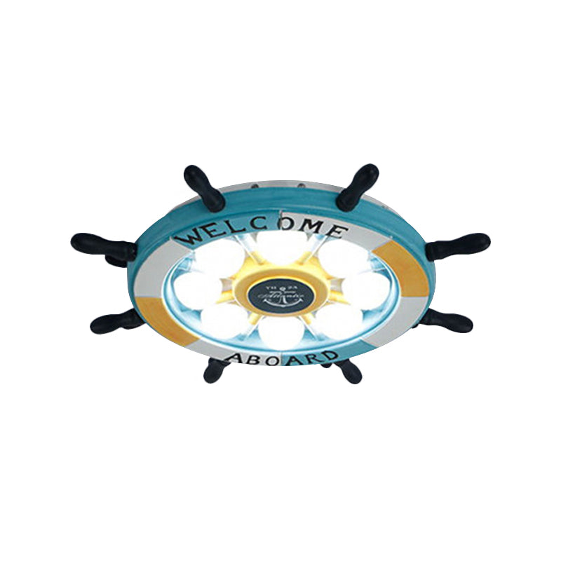 Coastal Led Acrylic Ceiling Flush Lamp In White/Orange/Blue For Bedroom