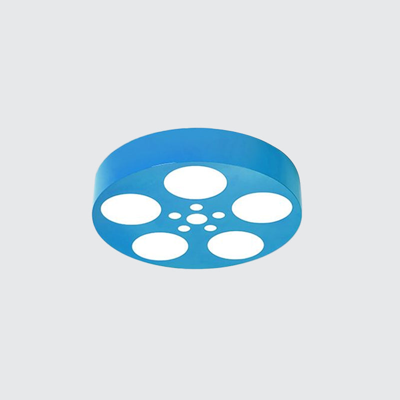 Acrylic Led Kids Flush Mount Lighting In Vibrant Red/Yellow/Blue Rounded Nursery Room Fixture