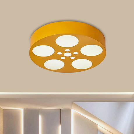 Acrylic Led Kids Flush Mount Lighting In Vibrant Red/Yellow/Blue Rounded Nursery Room Fixture Yellow