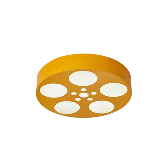 Acrylic Led Kids Flush Mount Lighting In Vibrant Red/Yellow/Blue – Rounded Nursery Room Fixture