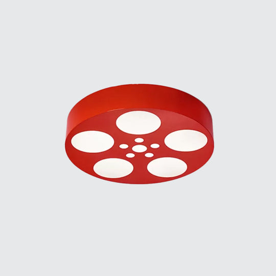 Acrylic Led Kids Flush Mount Lighting In Vibrant Red/Yellow/Blue – Rounded Nursery Room Fixture