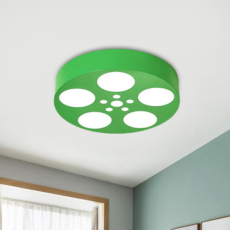 Acrylic Led Kids Flush Mount Lighting In Vibrant Red/Yellow/Blue – Rounded Nursery Room Fixture