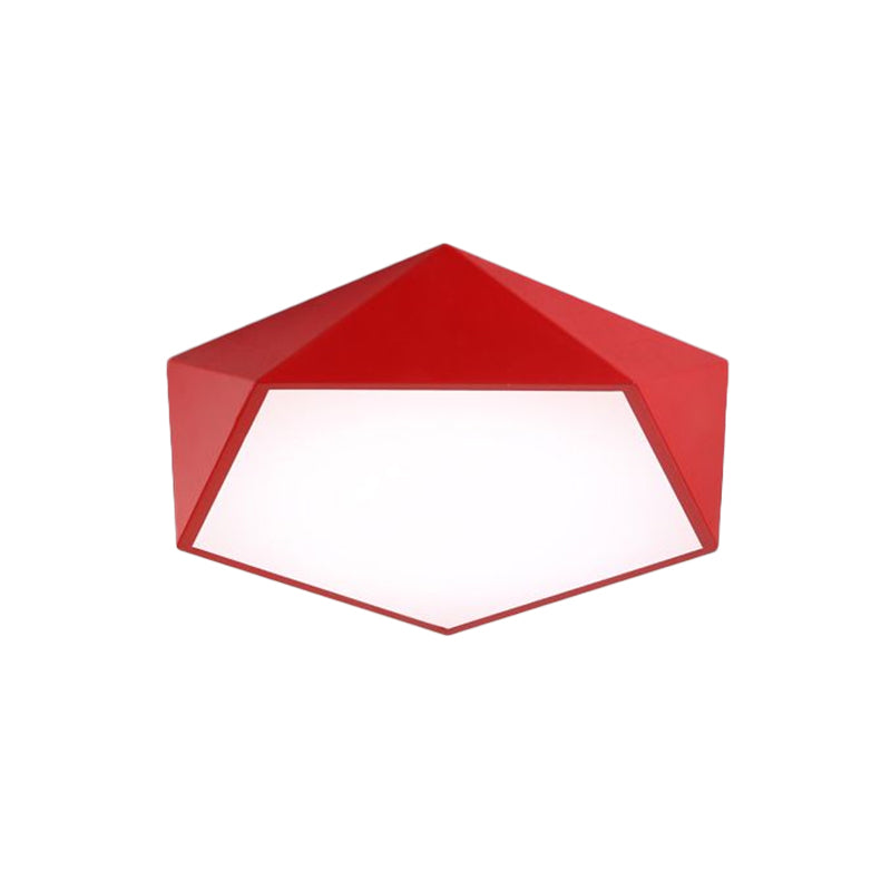 Children’s Pentagon Flushmount Led Ceiling Light Fixture In Red/Yellow/Blue Acrylic