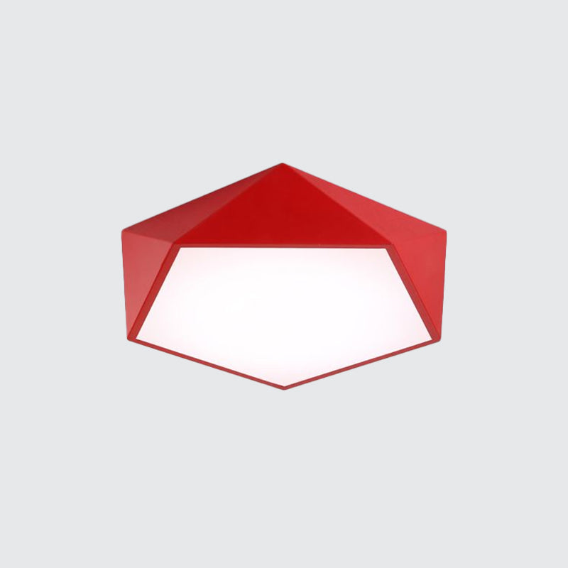 Children’s Pentagon Flushmount Led Ceiling Light Fixture In Red/Yellow/Blue Acrylic