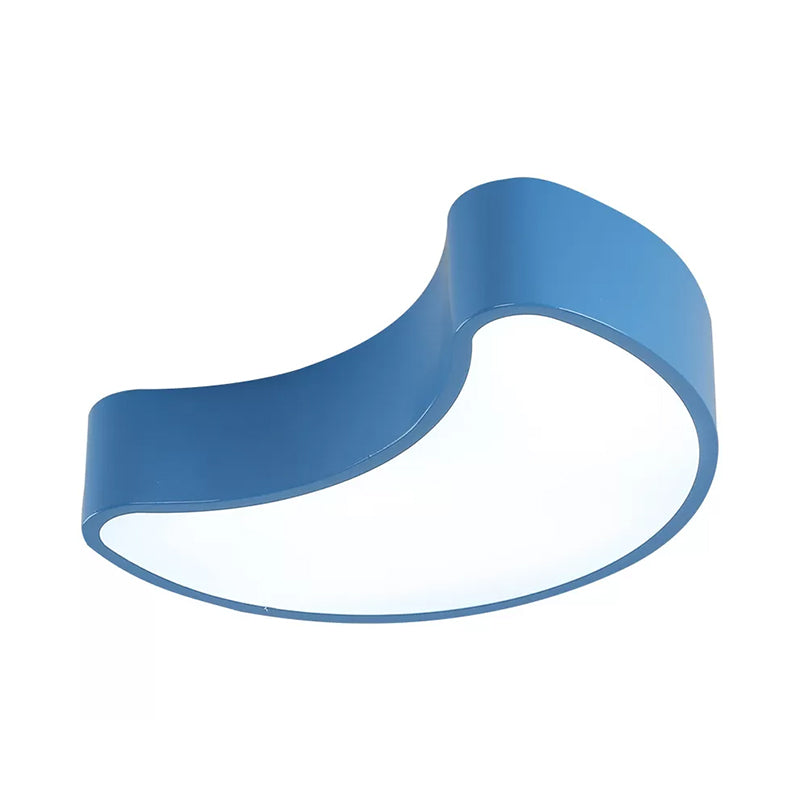 Semi-Moon Led Acrylic Flush Mount Ceiling Fixture For Kids’ Leisure Area - White/Red/Yellow Lighting