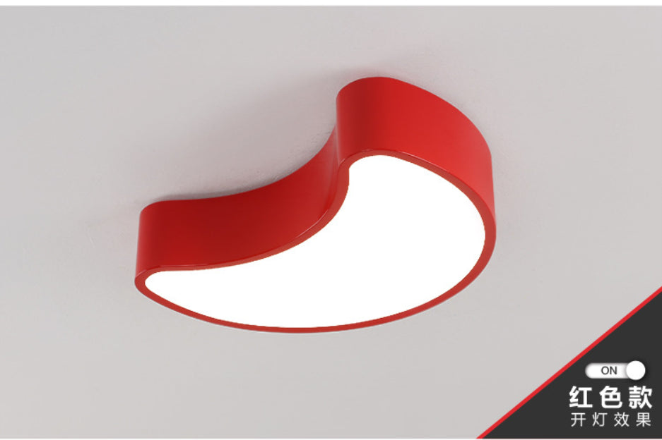 Semi-Moon Led Acrylic Flush Mount Ceiling Fixture For Kids Leisure Area - White/Red/Yellow Lighting