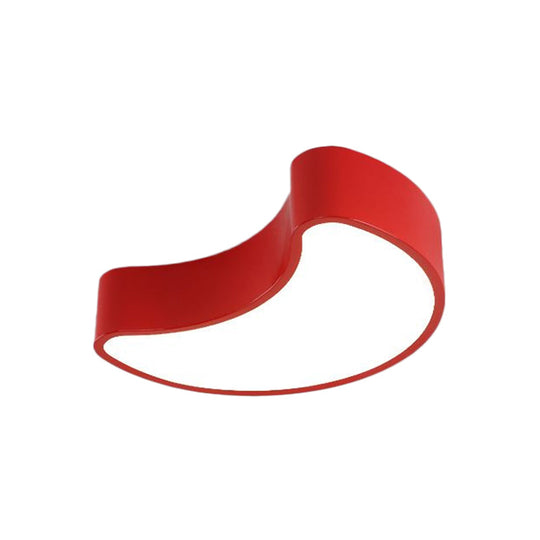 Semi-Moon Led Acrylic Flush Mount Ceiling Fixture For Kids’ Leisure Area - White/Red/Yellow Lighting