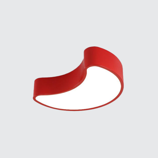 Semi-Moon Led Acrylic Flush Mount Ceiling Fixture For Kids’ Leisure Area - White/Red/Yellow Lighting