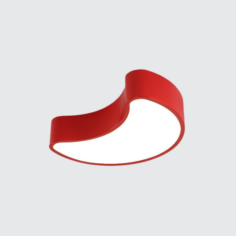 Semi-Moon Led Acrylic Flush Mount Ceiling Fixture For Kids Leisure Area - White/Red/Yellow Lighting