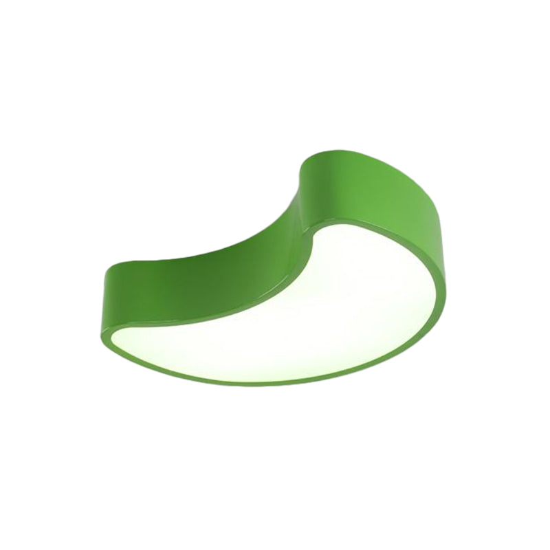 Semi-Moon Led Acrylic Flush Mount Ceiling Fixture For Kids’ Leisure Area - White/Red/Yellow Lighting