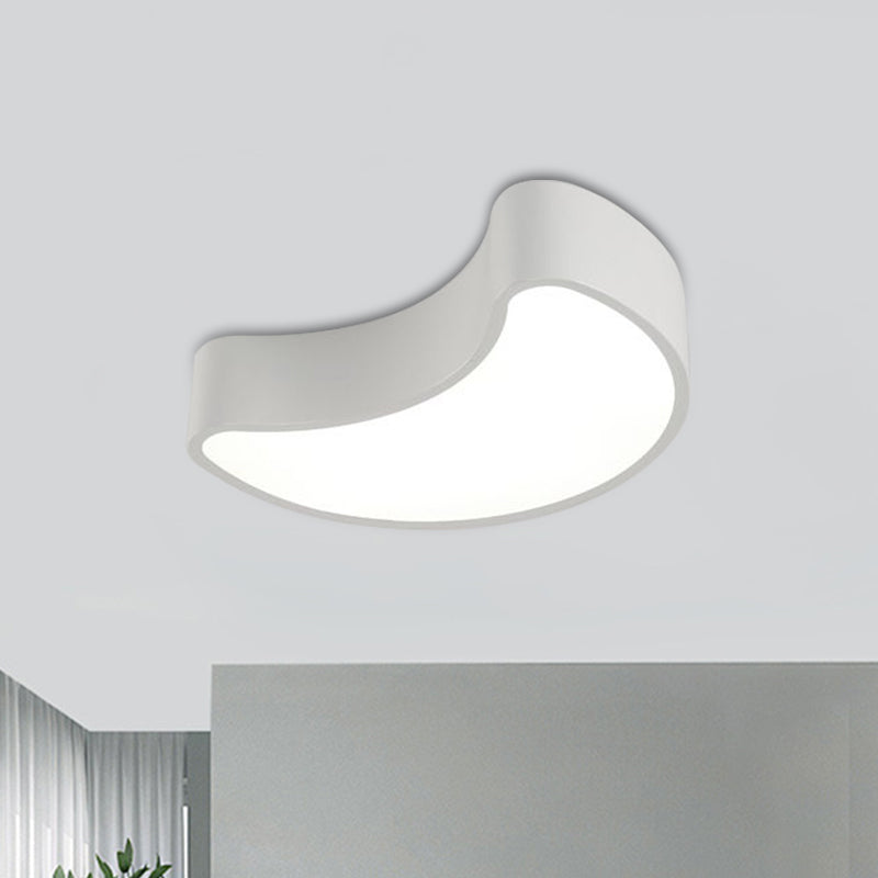 Semi-Moon Led Acrylic Flush Mount Ceiling Fixture For Kids Leisure Area - White/Red/Yellow Lighting