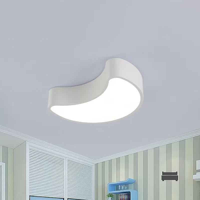 Semi-Moon Led Acrylic Flush Mount Ceiling Fixture For Kids’ Leisure Area - White/Red/Yellow Lighting