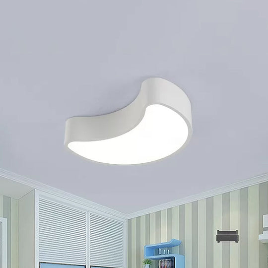 Semi-Moon Led Acrylic Flush Mount Ceiling Fixture For Kids Leisure Area - White/Red/Yellow Lighting