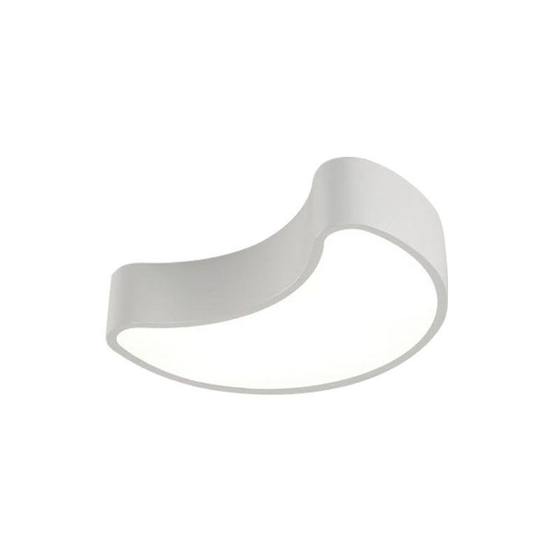 Semi-Moon Led Acrylic Flush Mount Ceiling Fixture For Kids Leisure Area - White/Red/Yellow Lighting