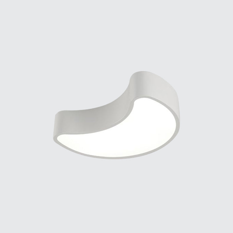 Semi-Moon Led Acrylic Flush Mount Ceiling Fixture For Kids’ Leisure Area - White/Red/Yellow Lighting