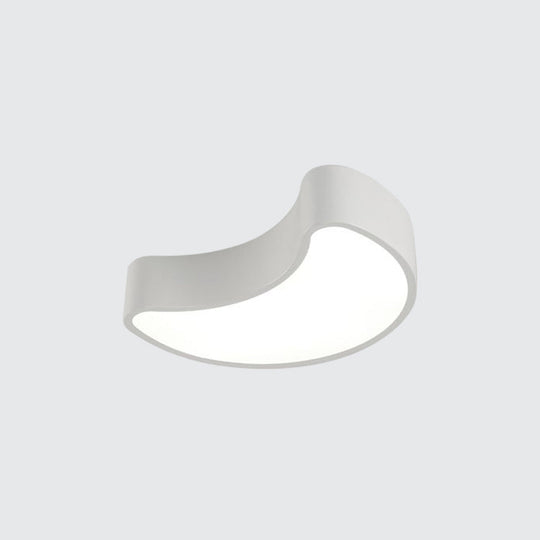 Semi-Moon Led Acrylic Flush Mount Ceiling Fixture For Kids’ Leisure Area - White/Red/Yellow Lighting