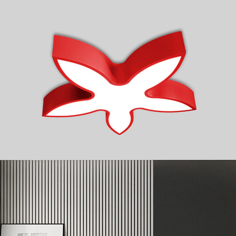 Kids Led Starry Flush Mount Ceiling Light With White/Red/Yellow Acrylic Shade Red