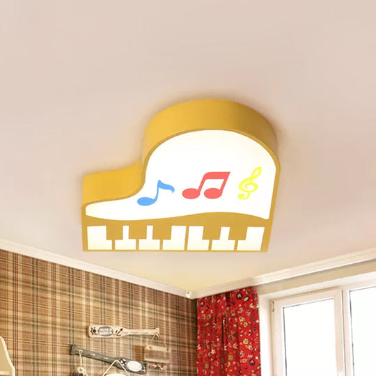 Piano Flush Ceiling Light - Children’s Style Led Acrylic Fixture In Red/Yellow/Pink Warm/White
