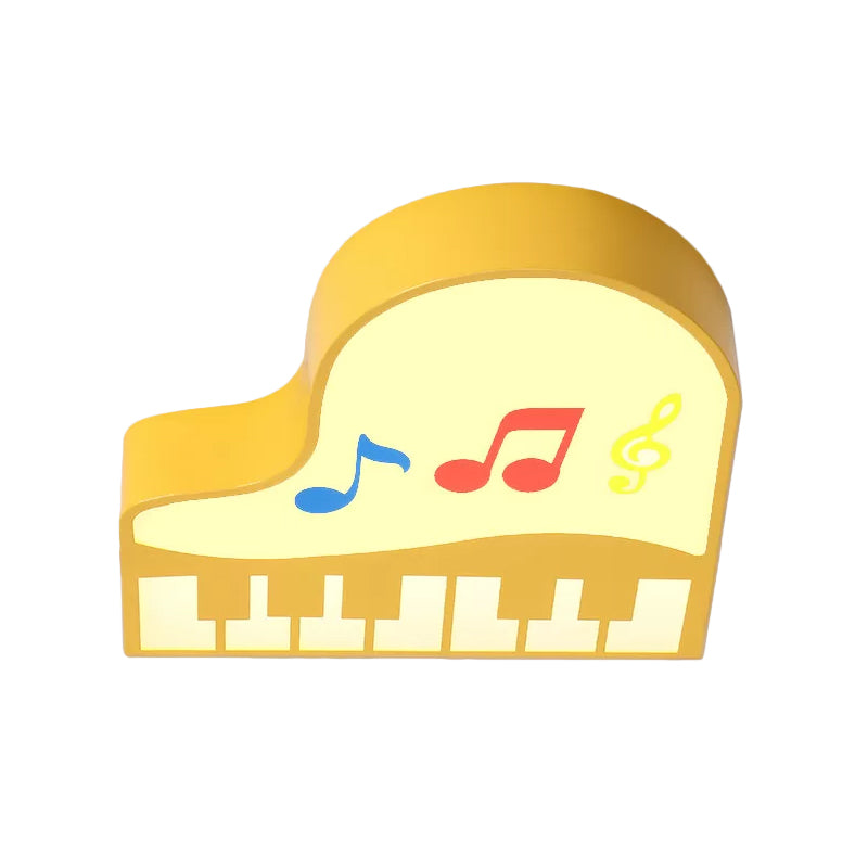 Piano Flush Ceiling Light - Children’s Style Led Acrylic Fixture In Red/Yellow/Pink Warm/White