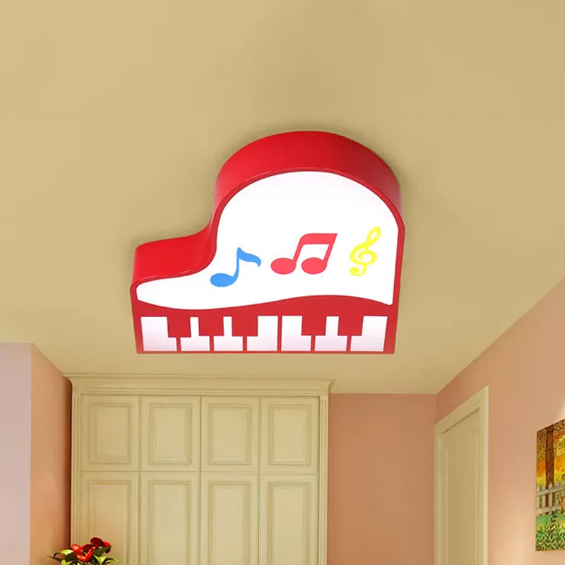 Piano Flush Ceiling Light - Children’s Style Led Acrylic Fixture In Red/Yellow/Pink Warm/White