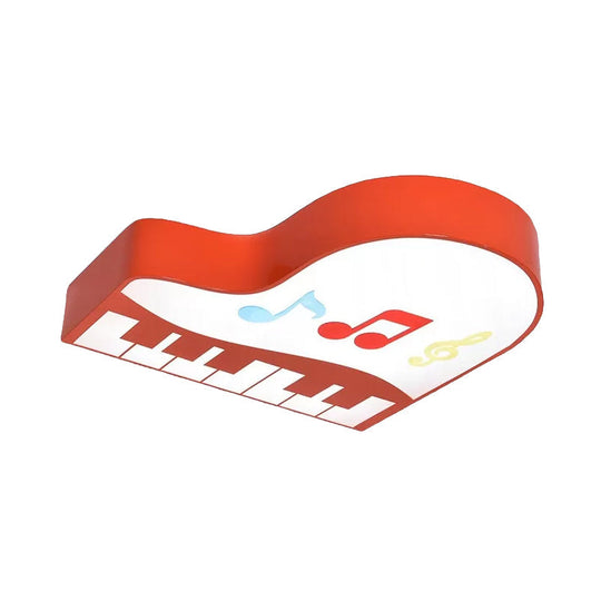 Piano Flush Ceiling Light - Children’s Style Led Acrylic Fixture In Red/Yellow/Pink Warm/White